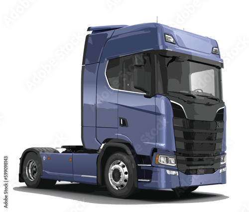 Europe modern truck art blue design element vector template white isolated background