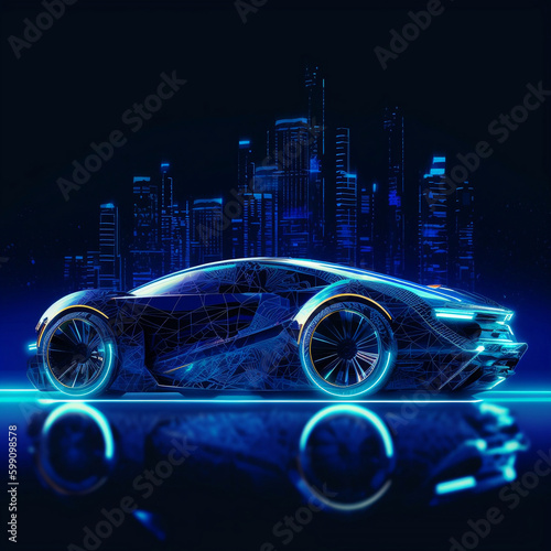 Car in the city night