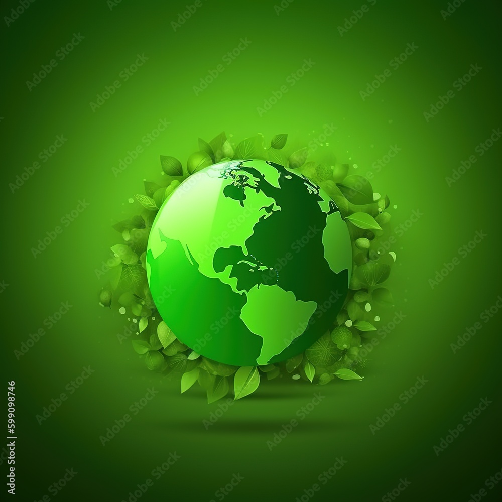 Save the green planet concept with green Earth globe, Earth Day. the environment. generative AI