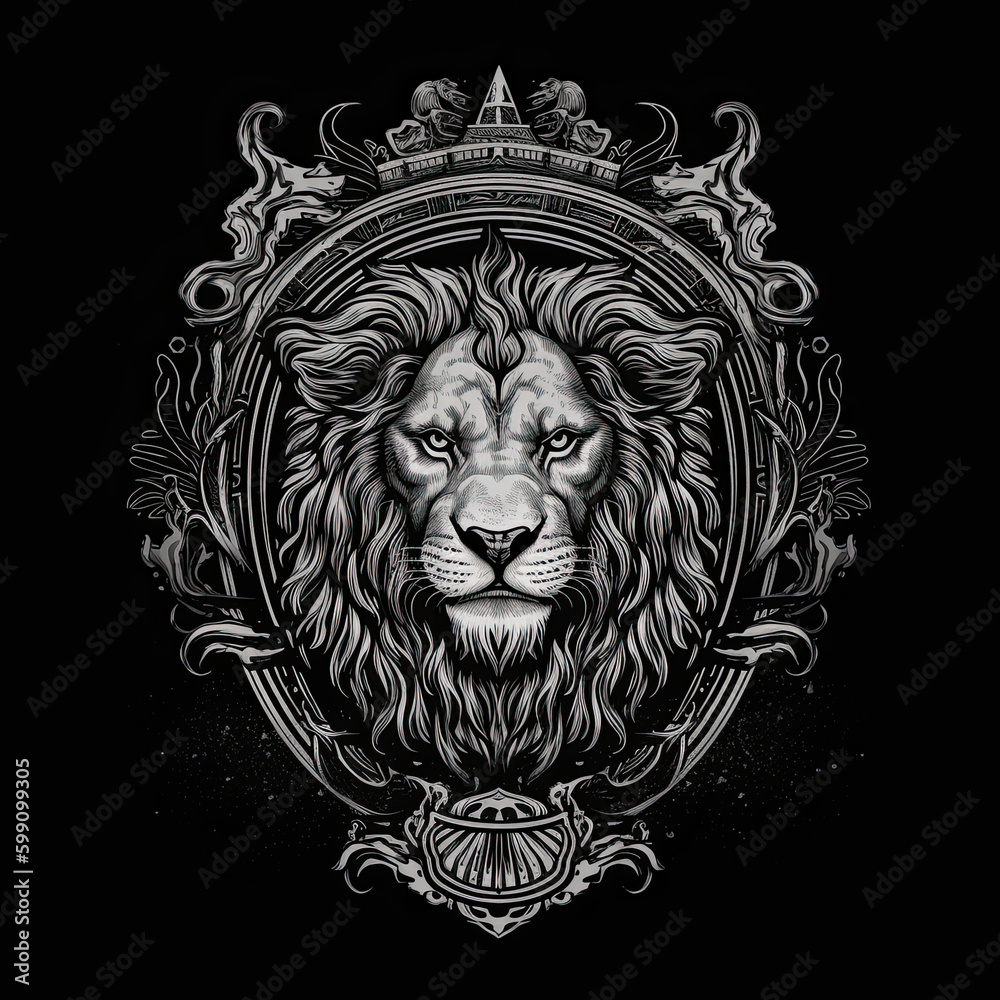 Lion Logo, Crest, Banner, Company logo, Brand logo. Generative AI. Lion Logo, Crest, Banner, Company logo, Brand logo. Generative AI.