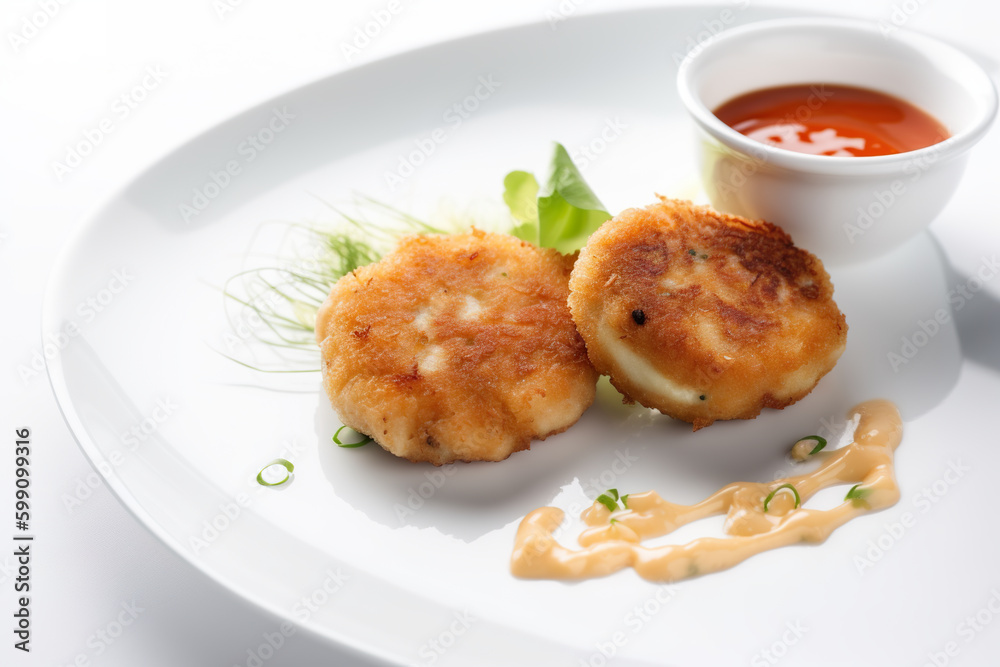 Eomuk, fish cakes served with a sweet and savory sauce, AI generative starter. Eomuk, fish cakes served with a sweet and savory sauce, AI generative starter.