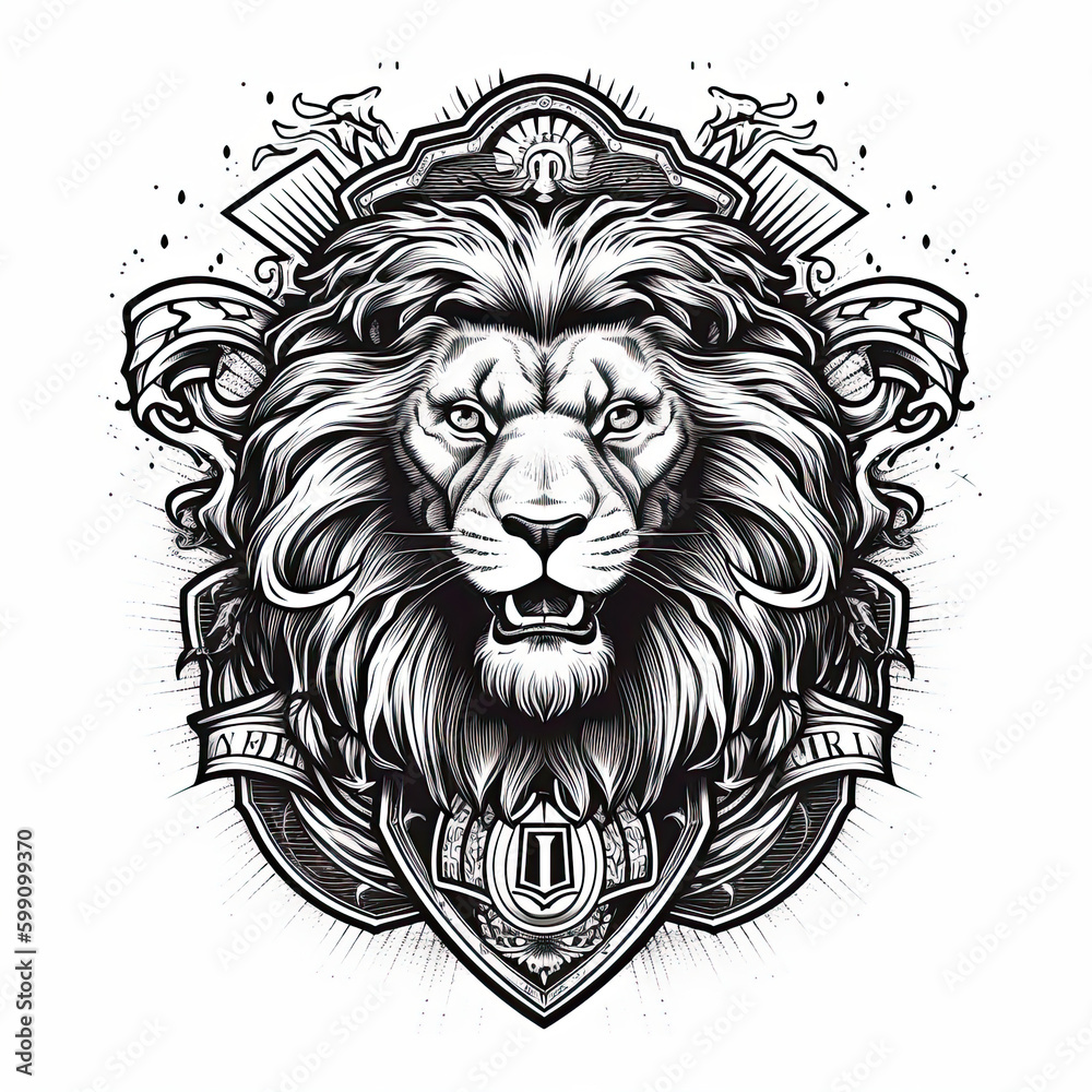 Obraz premium Lion Logo, Crest, Banner, Company logo, Brand logo. Generative AI.