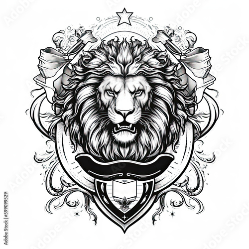 Lion Logo, Crest, Banner, Company logo, Brand logo. Generative AI. photo