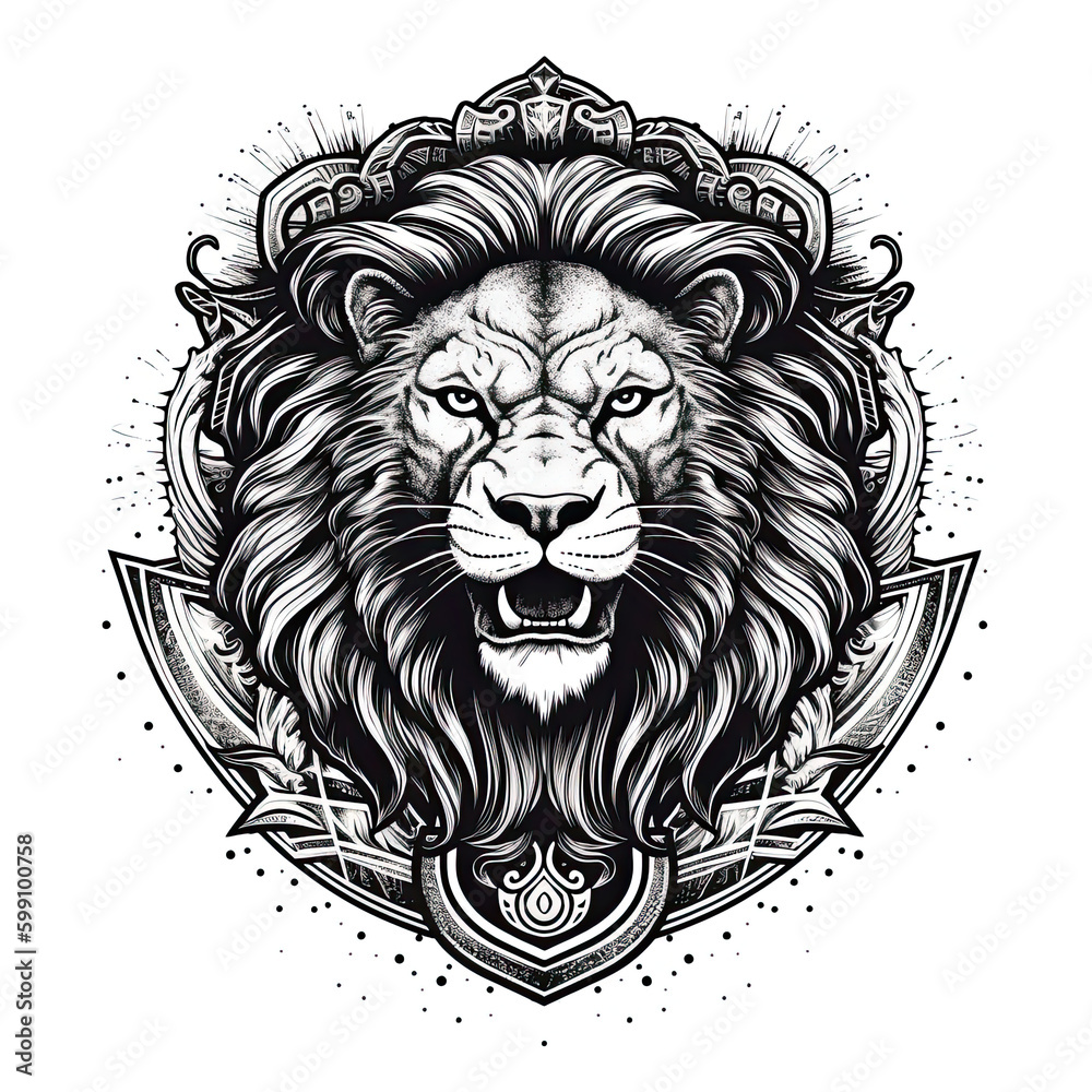 Lion Logo, Crest, Banner, Company logo, Brand logo. Generative AI. Lion Logo, Crest, Banner, Company logo, Brand logo. Generative AI.