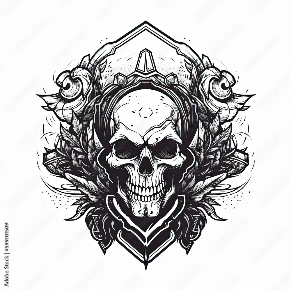 Skull Logo, Emblem, Banner, Crest, Death, Graphic design, logo design. Generative AI