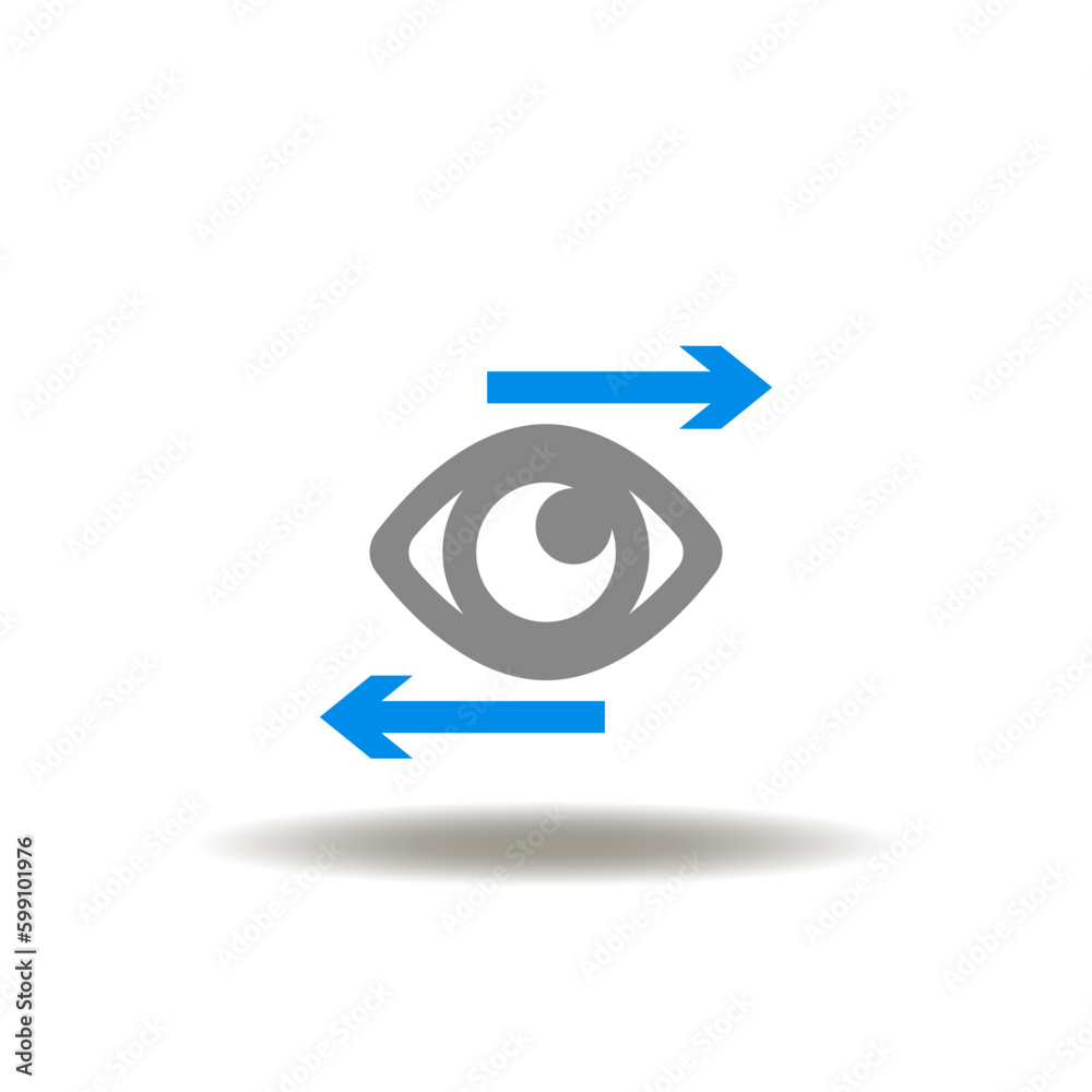 Vector illustration of eye and arrow left, right. Icon of EMDR Eye