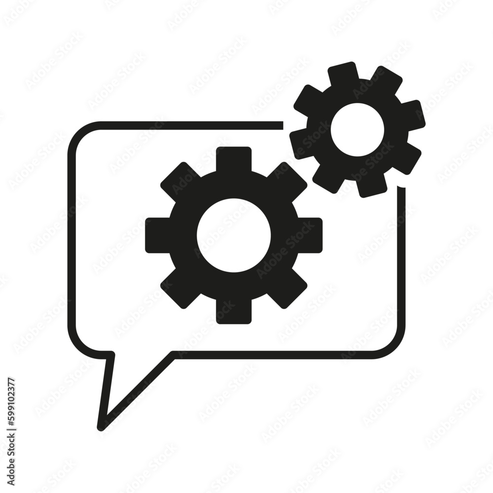 chat bubble with cogwheel icon vector chat bubble with cogwheel icon vector