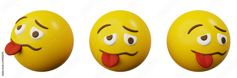 Fototapeta premium 3d emoticon drunk or stupid face emoji yellow ball emoticon creative user interface web design symbol