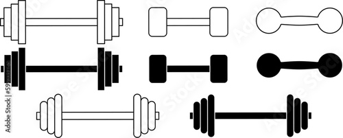 outline silhouette weight icon set isolated on white background