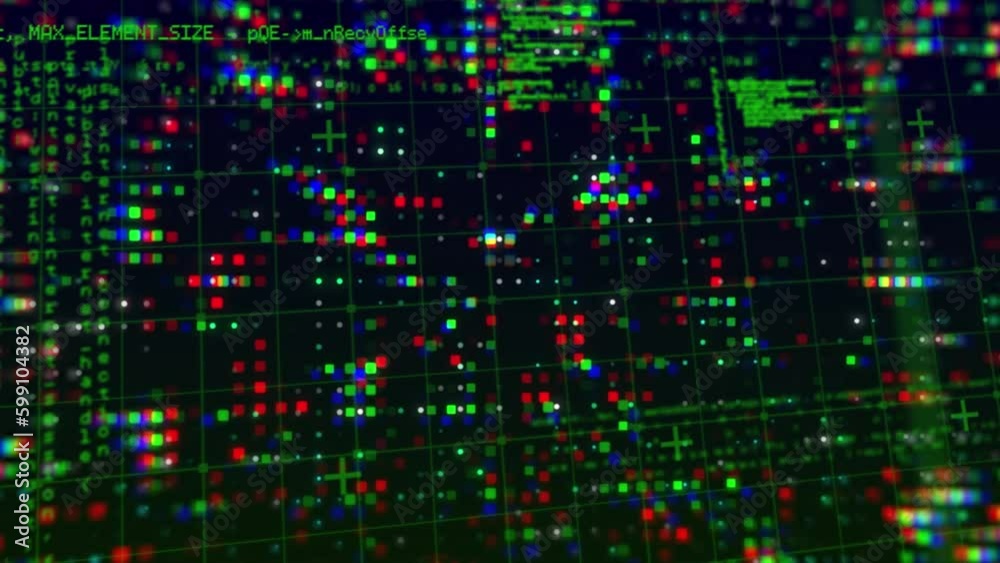 Animation of glowing spots and data processing Animation of glowing spots and data processing