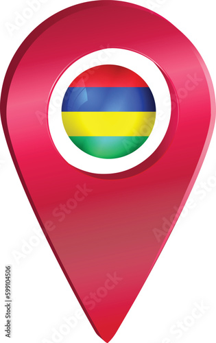 Free Download Destination pin icon with Mauritius flag.Location red map marker - GFXLoad
