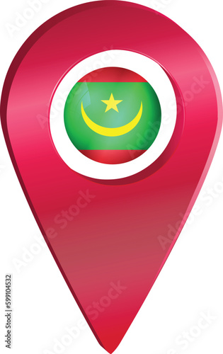 Free Download Destination pin icon with Mauritania flag.Location red map marker - GFXLoad
