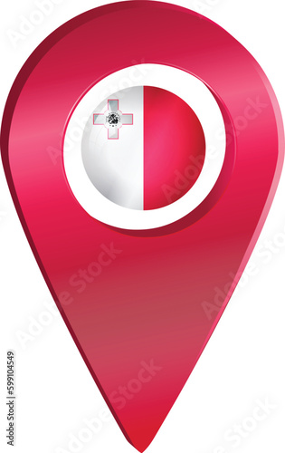 Free Download Destination pin icon with Malta flag.Location red map marker - GFXLoad