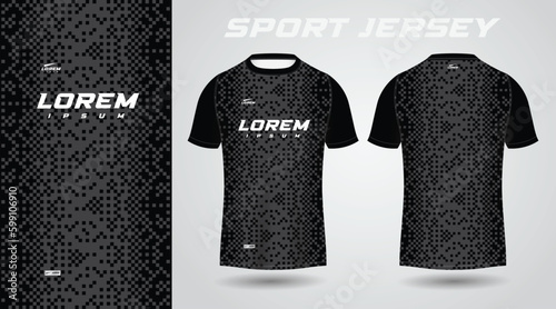 black shirt soccer football sport jersey template design mockup