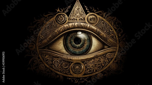 mystical and esoteric eye symbol, digital art illustration, Generative AI