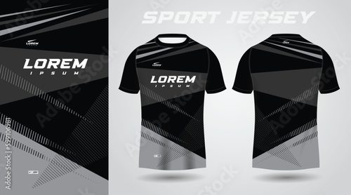 black shirt soccer football sport jersey template design mockup