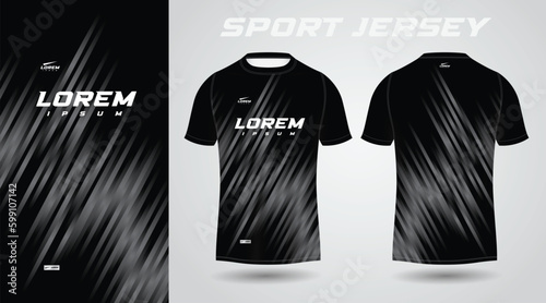 black shirt soccer football sport jersey template design mockup