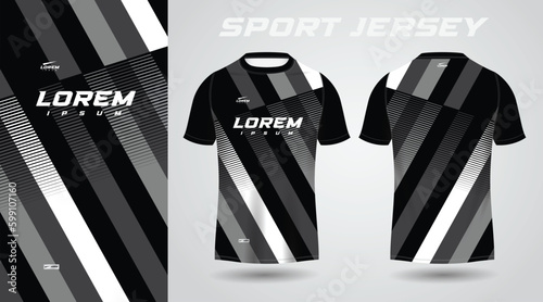 black shirt soccer football sport jersey template design mockup