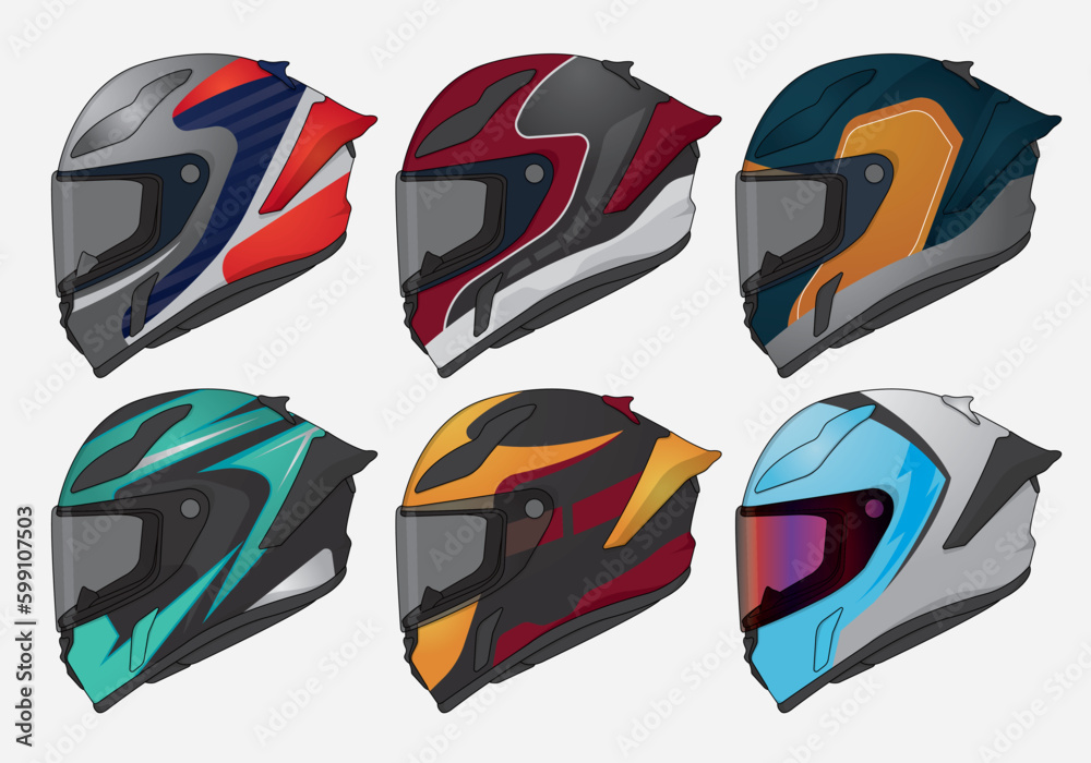 Naklejka premium Sports racing helmet template vector design