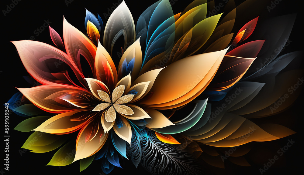 Beautiful abstract colorful flower design. Generative AI Beautiful abstract colorful flower design. Generative AI
