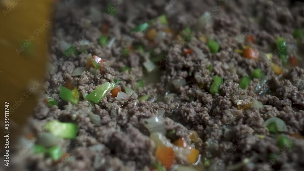 Close Up Macro of Stirring Mincemeat Close Up Macro of Stirring Mincemeat