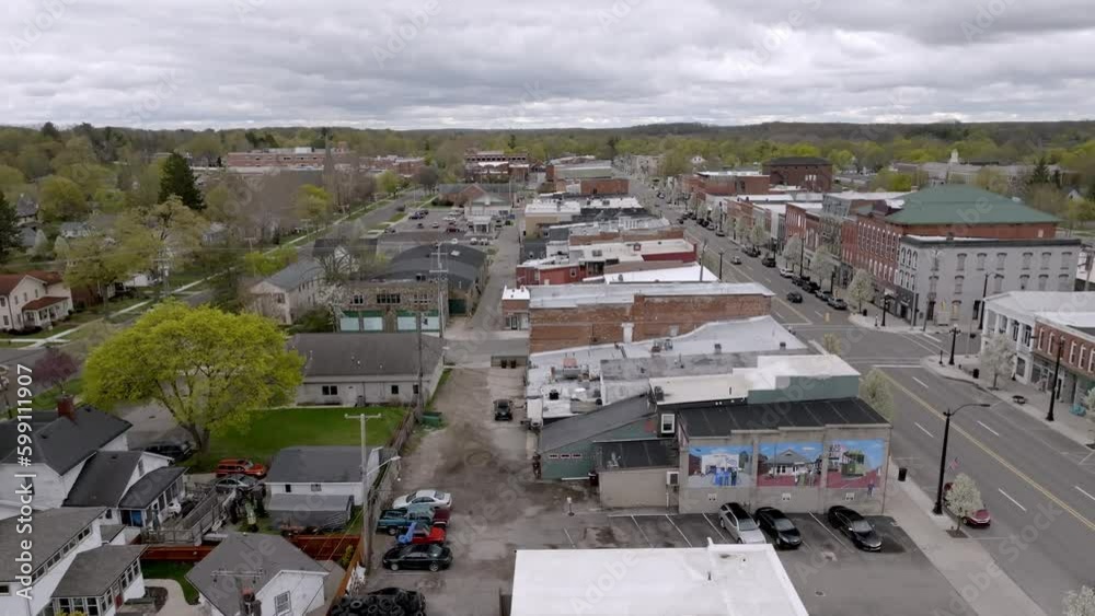 Downtown Marshall, Michigan with drone video moving left to right. Downtown Marshall, Michigan with drone video moving left to right.