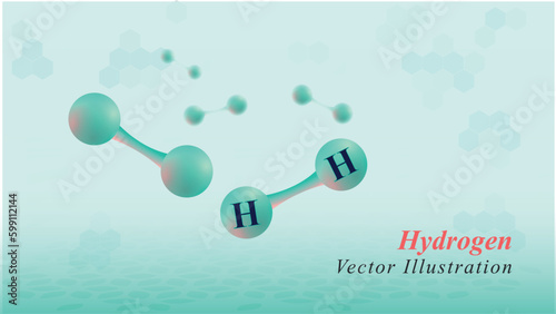 Structure of Hydrogen Molecule Vector Illustration