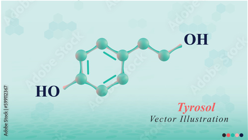 Tyrosol molecule structure vector illustration