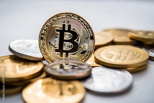 White background Bitcoin free photo