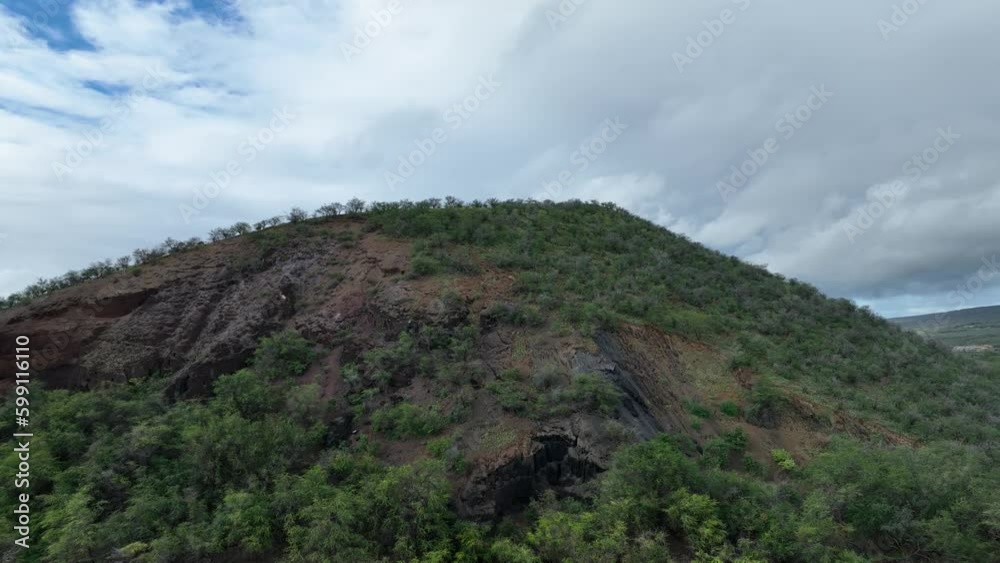 Aerial Orbit Around Pu'u Olai (Red Hill); A Hawaiian Volcanic Cinder Cone In Maui. Aerial Orbit Around Pu'u Olai (Red Hill); A Hawaiian Volcanic Cinder Cone In Maui.