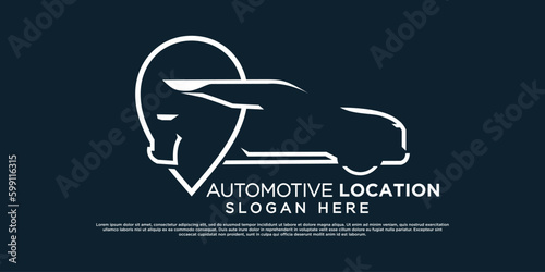 automotive or car pin point location or grage or car shop logo