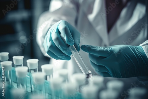Doctor in laboratory doing experiments. Generative AI