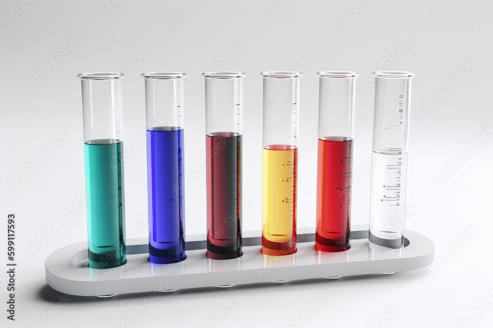 Test tubes on white background, research and science concept. Generative AI Test tubes on white background, research and science concept. Generative AI