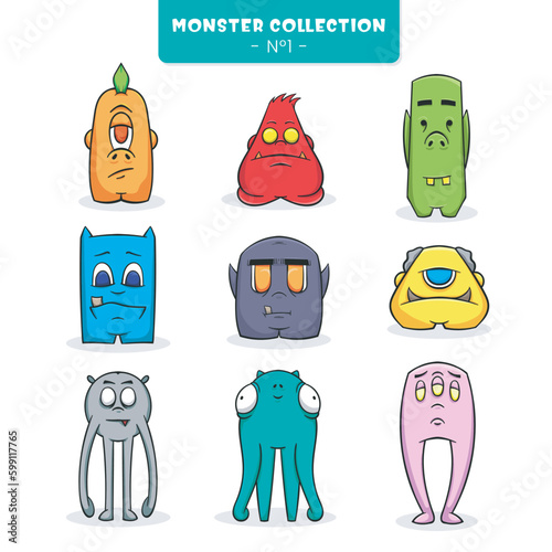 collection of vectors of monsters funny children's characters