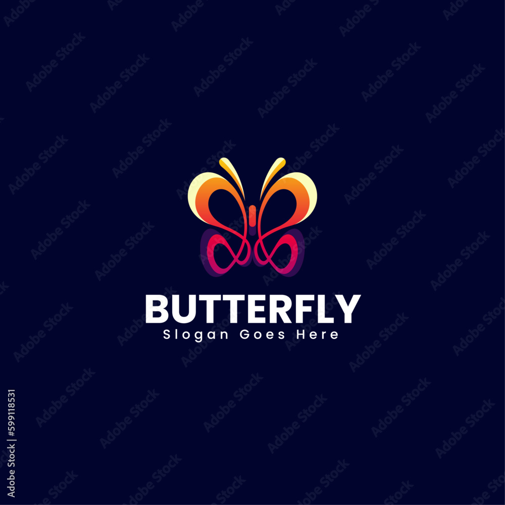 Vector Logo Illustration Butterfly Gradient Line Art Style Vector Logo Illustration Butterfly Gradient Line Art Style