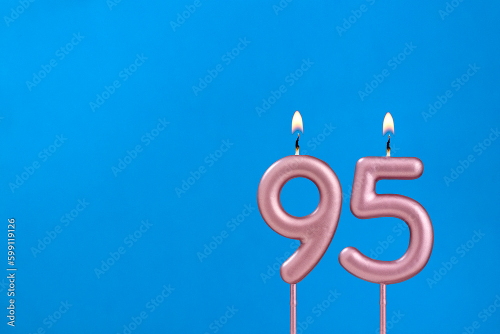 Candle number 95 - Birthday in blues foamy background Candle number 95 - Birthday in blues foamy background