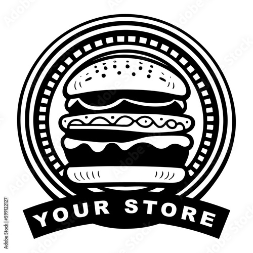 Hamburger Logo Store Monochrome with Ribbon