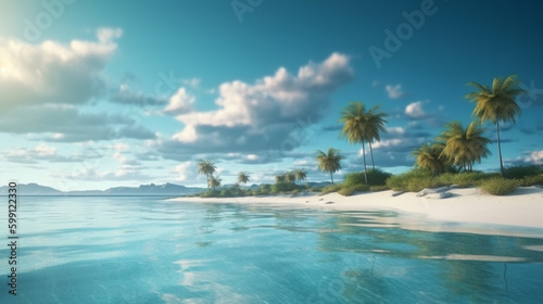 tropical landscape beach. Generative AI