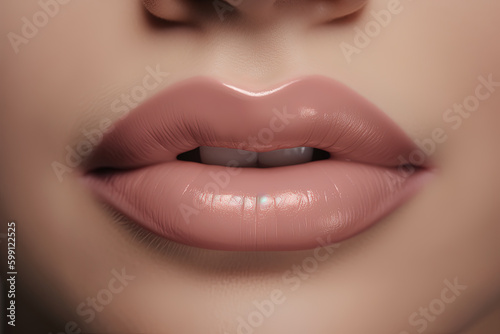 Closeup of woman's lips with day beauty makeup