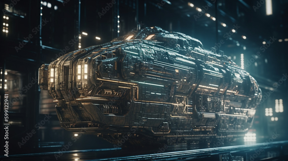 futuristic space warship. Generative AI