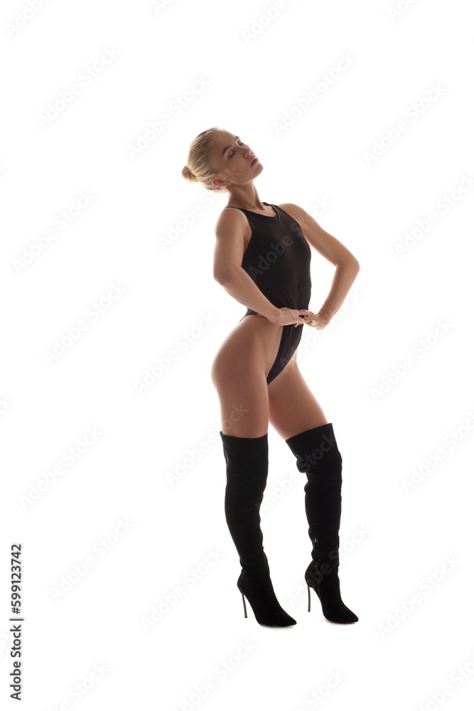 Slim woman in underwear in studio Slim woman in underwear in studio