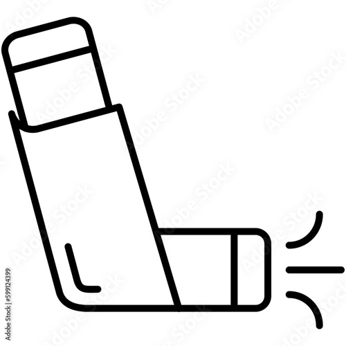 Inhale Icon. Asthma Treatment Symbol. Line Icon Vector Stock
