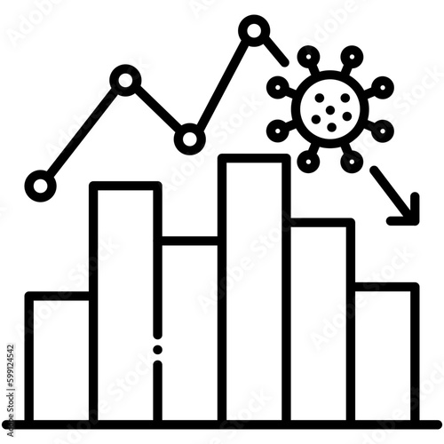 Economy Down Icon. Coronavirus Impact Symbol. Line Icon Vector Stock