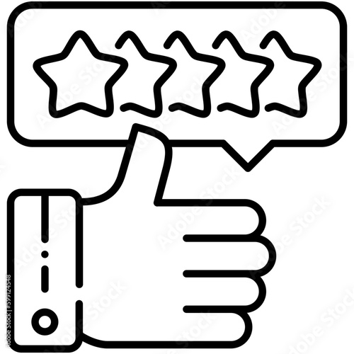 customer experience icon. five stars positive review symbol. line icon vector stock