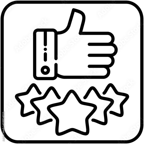 customer review icon. 5 stars satisfaction rate symbol. line icon vector stock