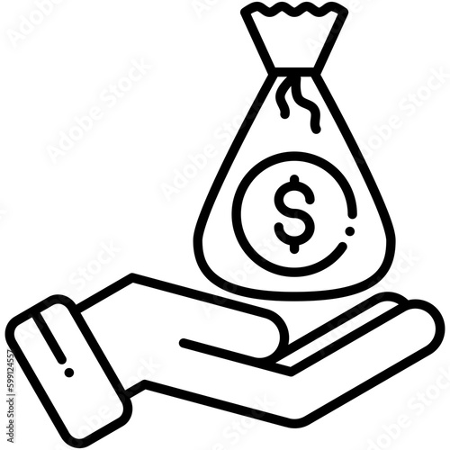save cost icon. dollar money hand symbol. line icon vector stock