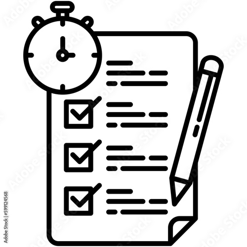 quick quiz icon. exam postpone time symbol. line icon vector stock