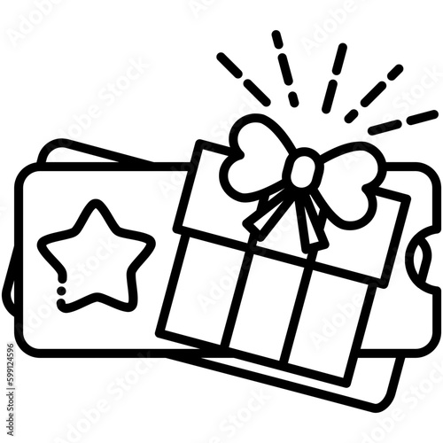 gift redeem icon. bonus prize card symbol. line icon vector stock