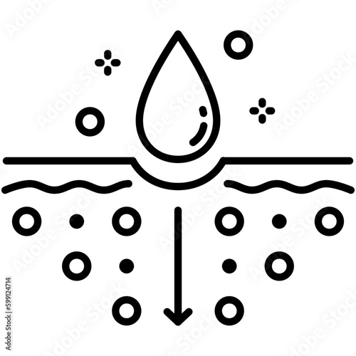Absorption Icon. Drop Water Emulsion Symbol. Line Icon Vector Stock
