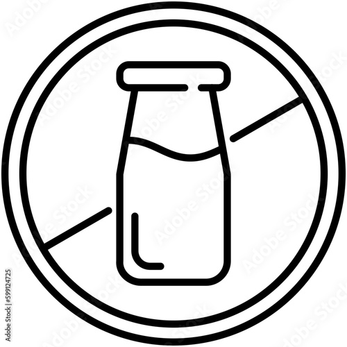 lactose free icon. cow milk bottle ban symbol. line icon vector stock
